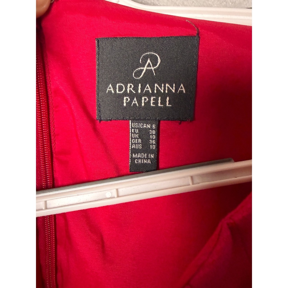Adrianna Papell Pink Textured Surplice Pleated Sheath Dress Size 6 Sleeveless - Picture 3 of 6